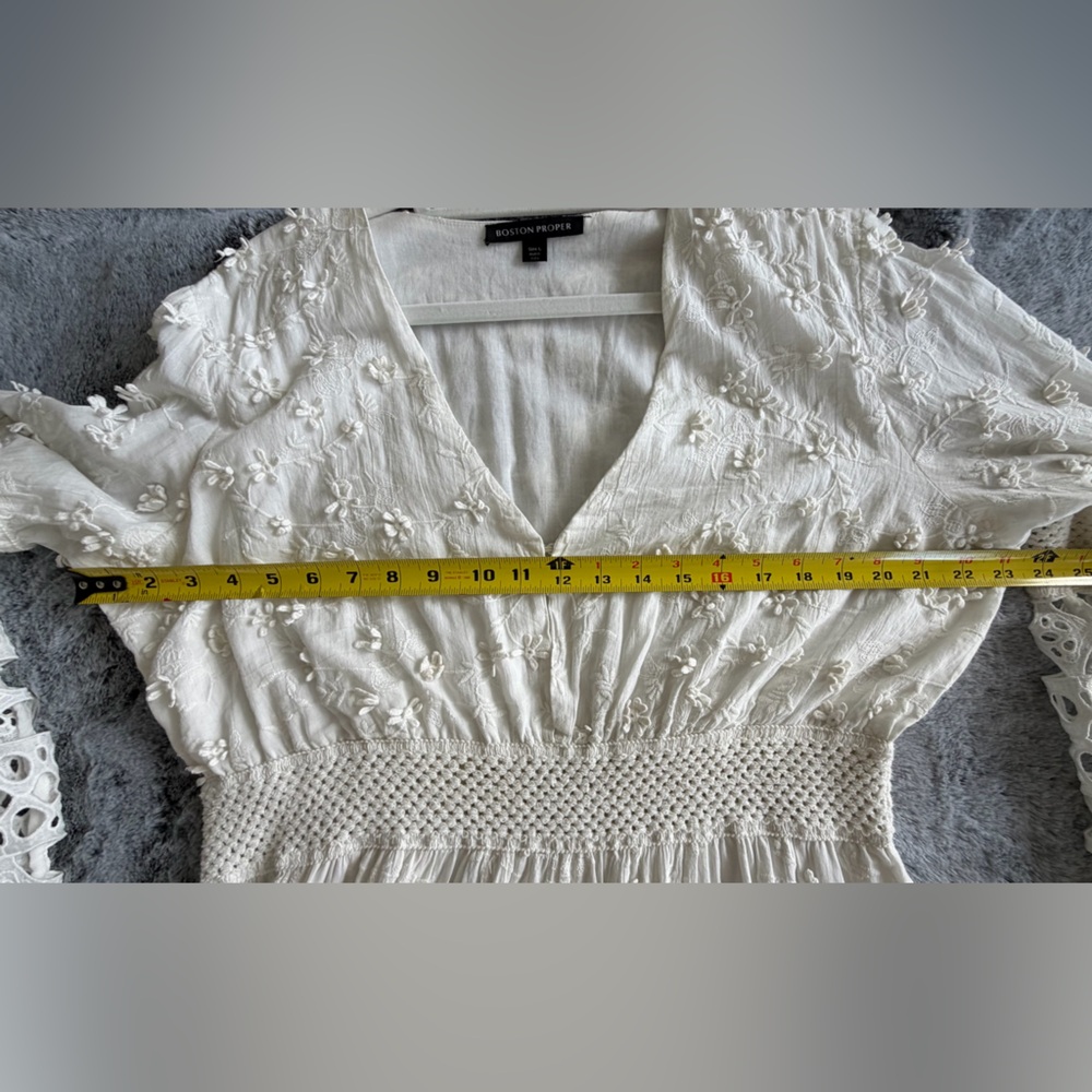 Boston Proper White Lace Long Sleeve Dress - Picture 5 of 10
